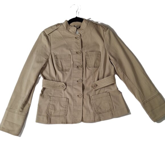 Jessica Sport Y2K Vintage Military Safari Cargo Jacket Blazer Sz 12 Khaki Travel - Picture 5 of 16